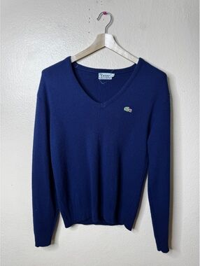 Lacoste Izod Sweater Mens XL Navy Blue V-Neck Vintage Preppy